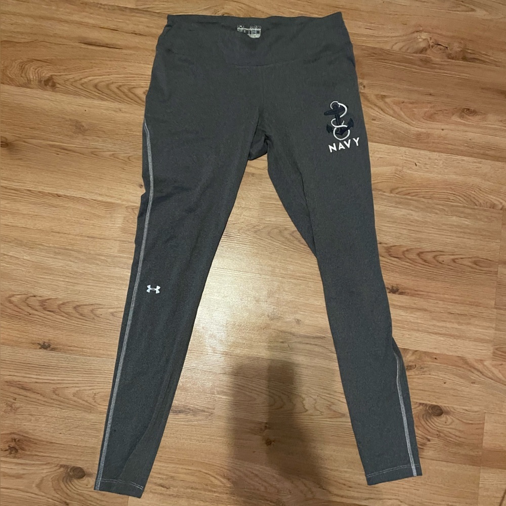 Under Armour Gray Leggings with military NAVY Anchor Logo Athletic Bottoms